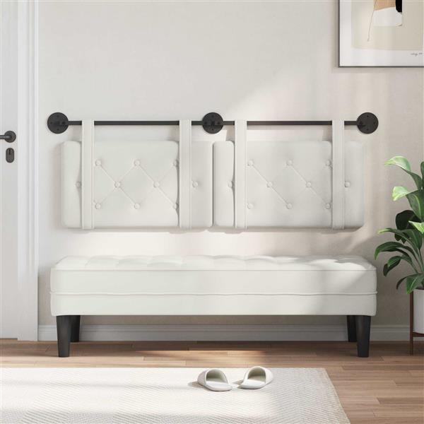 Grote foto vidaxl hangend hoofdeinde wandgemonteerd wit 130 x 55 x 5 cm nep leer antiek en kunst stoelen en banken