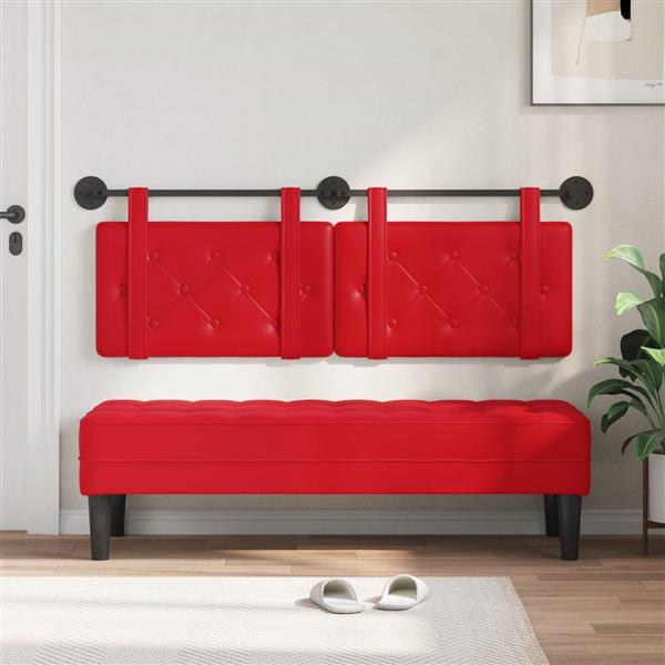 Grote foto vidaxl hangend hoofdeinde wandgemonteerd rood 130 x 55 x 5 cm nep leer antiek en kunst stoelen en banken