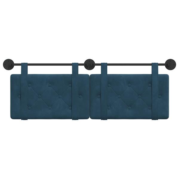 Grote foto vidaxl hangend hoofdeinde wandgemonteerd blauw 130 x 55 x 5 cm fluweel antiek en kunst stoelen en banken