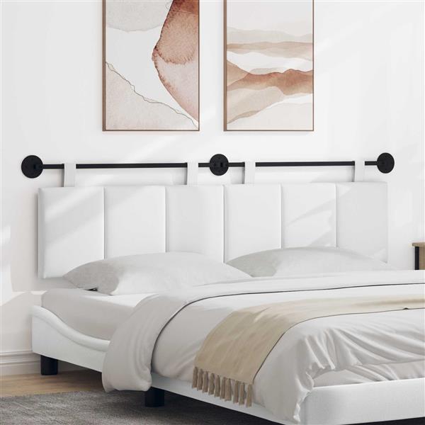 Grote foto vidaxl hangend hoofdeinde wandgemonteerd wit 170 x 55 x 5 cm stof antiek en kunst stoelen en banken