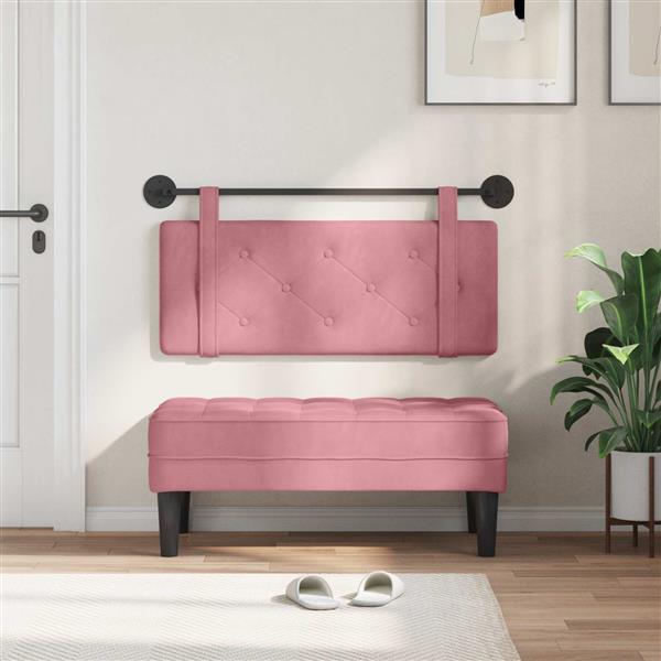 Grote foto vidaxl hangend hoofdeinde wandgemonteerd roze 110 x 55 x 5 cm fluweel antiek en kunst stoelen en banken