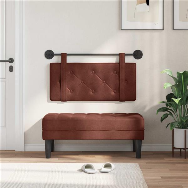 Grote foto vidaxl hangend hoofdeinde glanzend bruin 90 cm antiek pu antiek en kunst stoelen en banken