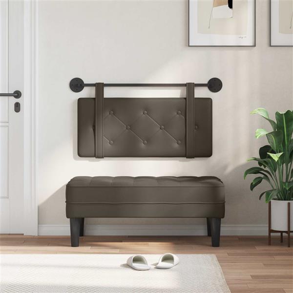 Grote foto vidaxl hangend hoofdeinde wandgemonteerd grijs 90 cm nep leer antiek en kunst stoelen en banken