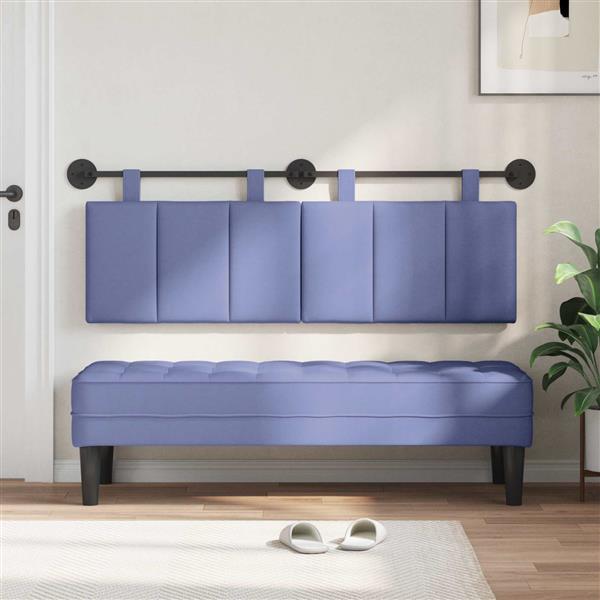 Grote foto vidaxl hangend hoofdeinde gestreept jeans blauw 150 x 55 x 5 cm stof antiek en kunst stoelen en banken