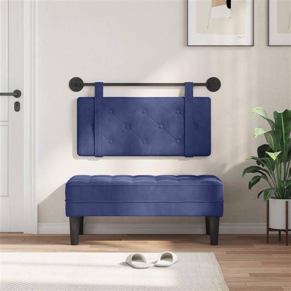Grote foto vidaxl hangend hoofdeinde politieblauw 100 x 55 x 5 cm fluweel antiek en kunst stoelen en banken