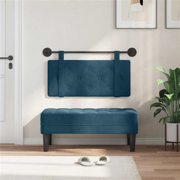Grote foto vidaxl hangend hoofdeinde wandgemonteerd blauw 100 x 55 x 5 cm fluweel antiek en kunst stoelen en banken