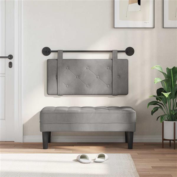 Grote foto vidaxl hangend hoofdeinde lichtgrijs 100 x 55 x 5 cm fluweel antiek en kunst stoelen en banken