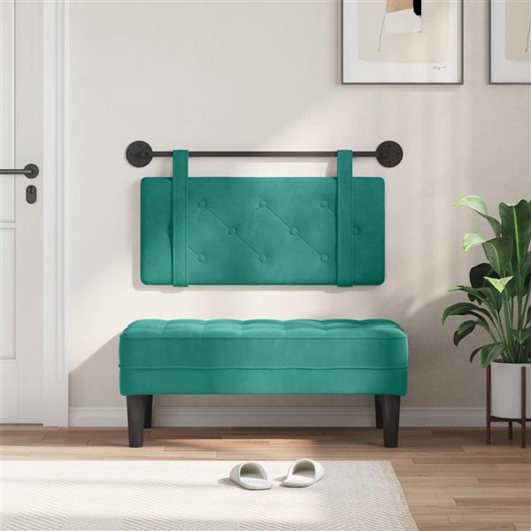 Grote foto vidaxl hangend hoofdeinde turquoise 90 x 55 x 5 cm fluweel antiek en kunst stoelen en banken