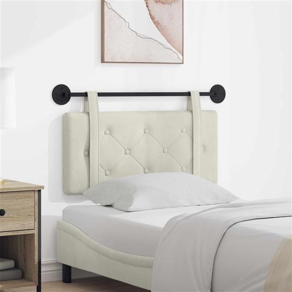 Grote foto vidaxl hangend hoofdeinde wandgemonteerd cr me 90 x 55 x 5 cm fluweel antiek en kunst stoelen en banken