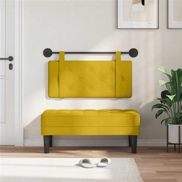 Grote foto vidaxl hangend hoofdeinde wandgemonteerd geel 90 x 55 x 5 cm fluweel antiek en kunst stoelen en banken