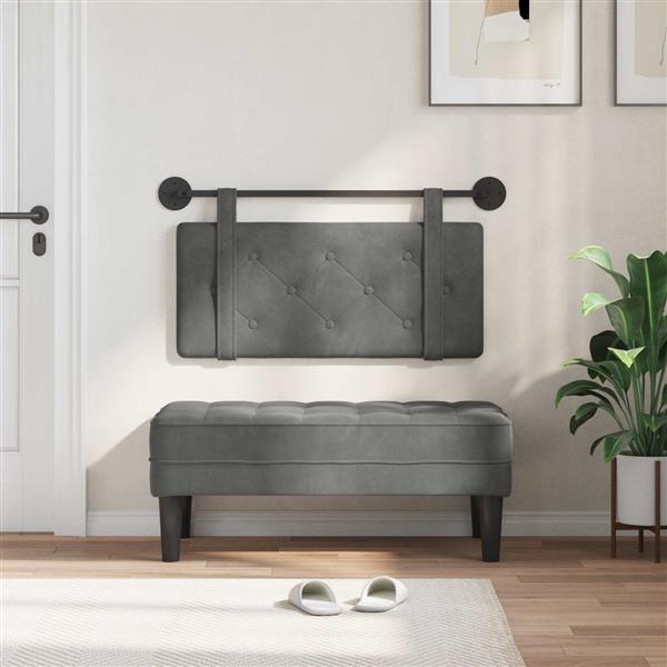 Grote foto vidaxl hangend hoofdeinde donkergrijs 90 x 55 x 5 cm fluweel antiek en kunst stoelen en banken
