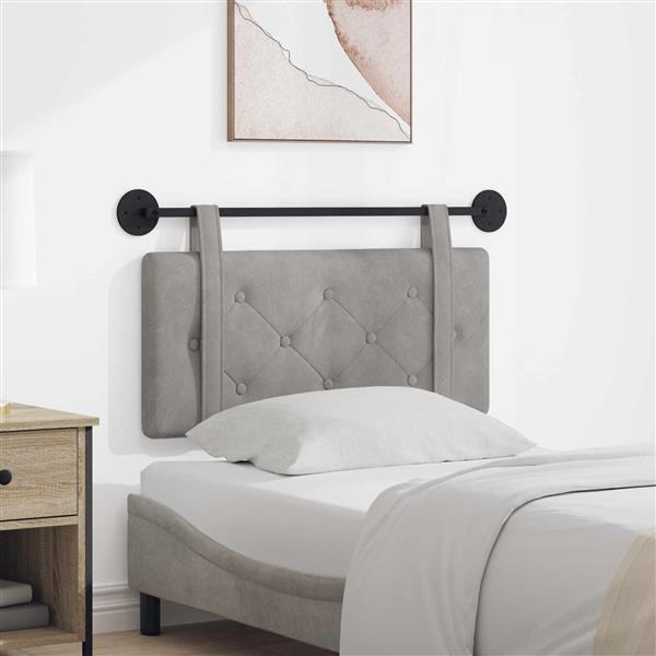 Grote foto vidaxl hangend hoofdeinde lichtgrijs 90 x 55 x 5 cm fluweel antiek en kunst stoelen en banken