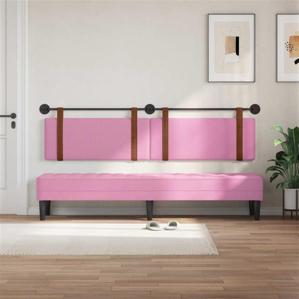 Grote foto vidaxl hangend hoofdeinde effen roze 210 x 55 x 5 cm antiek pu antiek en kunst stoelen en banken