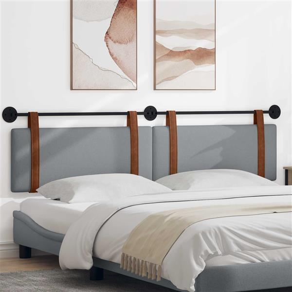 Grote foto vidaxl hangend hoofdeinde effen lichtgrijs 210 x 55 x 5 cm antiek pu antiek en kunst stoelen en banken