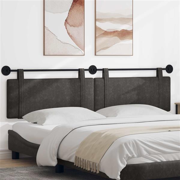 Grote foto vidaxl hangend hoofdeinde effen zwart 210 x 55 x 5 cm antiek pu antiek en kunst stoelen en banken