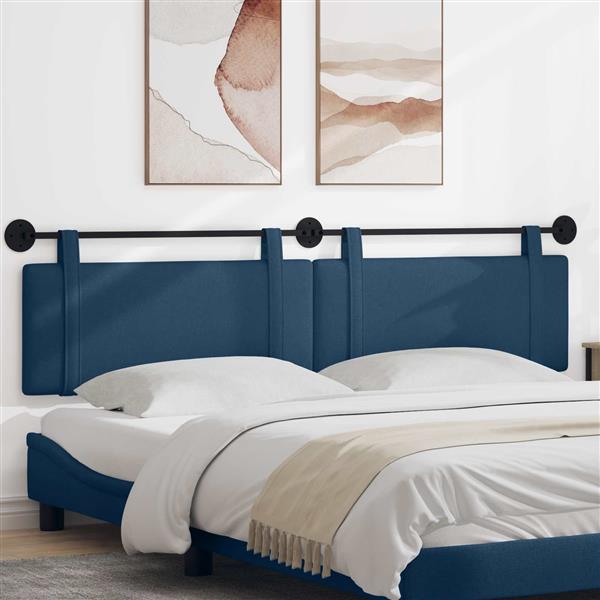 Grote foto vidaxl hangend hoofdeinde wandgemonteerd blauw 210 x 55 x 5 cm stof antiek en kunst stoelen en banken