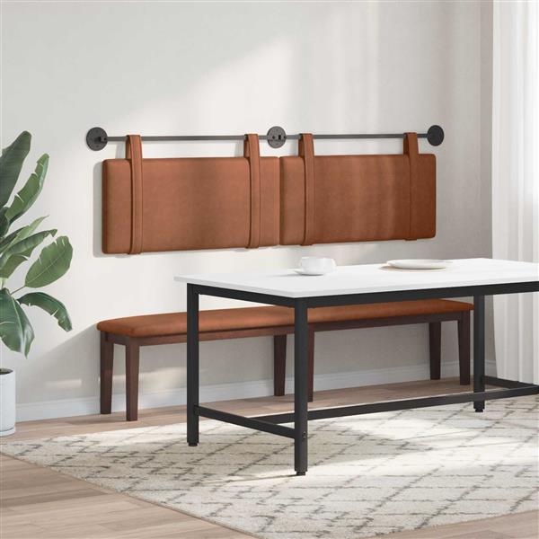 Grote foto vidaxl hangend hoofdeinde effen bruin 190 x 55 x 5 cm antiek pu antiek en kunst stoelen en banken