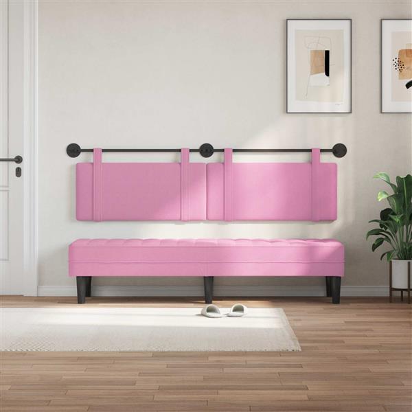 Grote foto vidaxl hangend hoofdeinde wandgemonteerd roze 190 x 55 x 5 cm stof antiek en kunst stoelen en banken