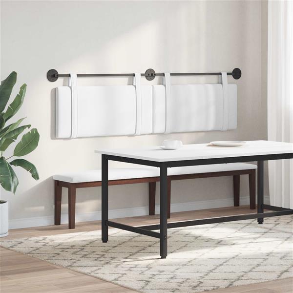 Grote foto vidaxl hangend hoofdeinde wandgemonteerd wit 190 x 55 x 5 cm stof antiek en kunst stoelen en banken
