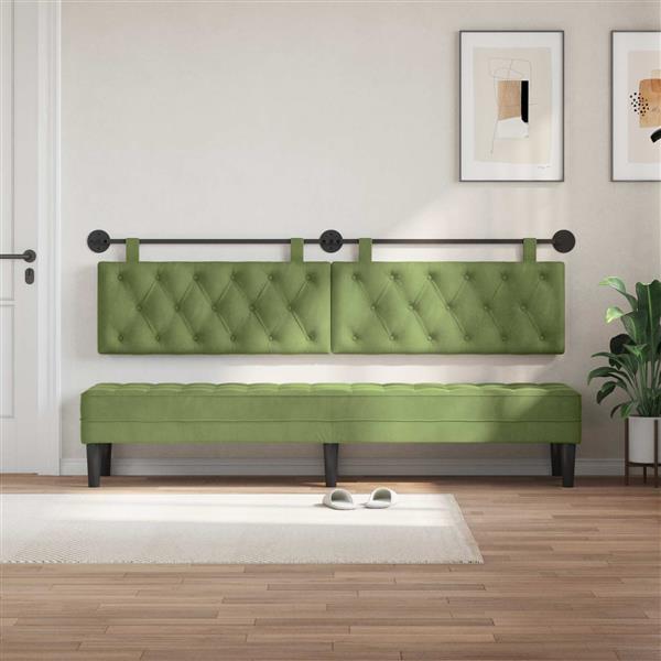 Grote foto vidaxl hangend hoofdeinde lichtgroen 210 x 55 x 7 cm fluweel antiek en kunst stoelen en banken