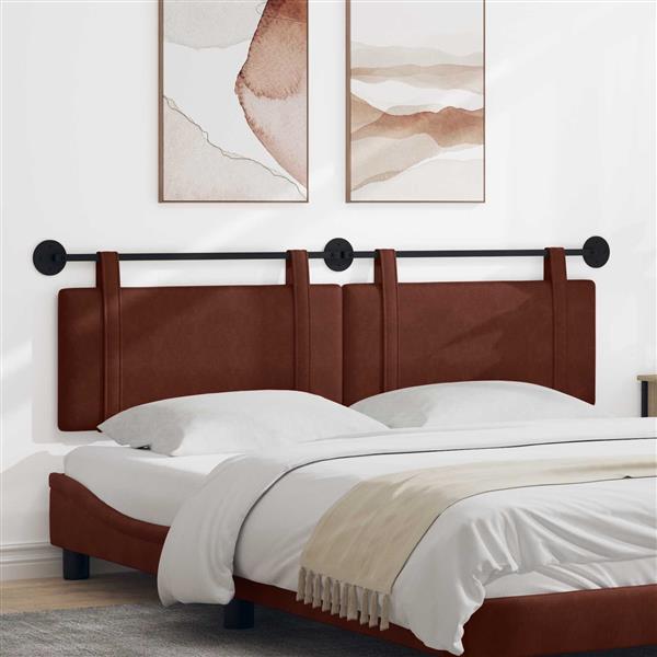 Grote foto vidaxl hangend hoofdeinde glanzend bruin 170 x 55 x 5 cm antiek pu antiek en kunst stoelen en banken