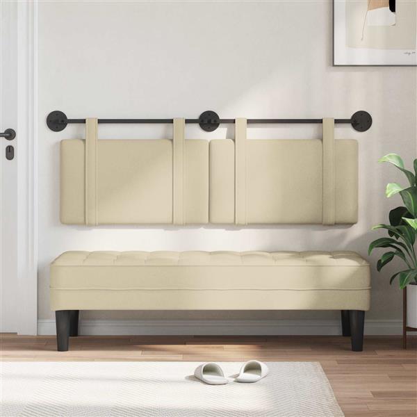 Grote foto vidaxl hangend hoofdeinde wandgemonteerd cr me 150 x 55 x 5 cm stof antiek en kunst stoelen en banken