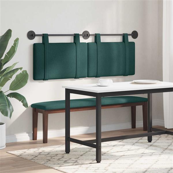 Grote foto vidaxl hangend hoofdeinde effen donkergroen 150 x 55 x 5 cm stof antiek en kunst stoelen en banken