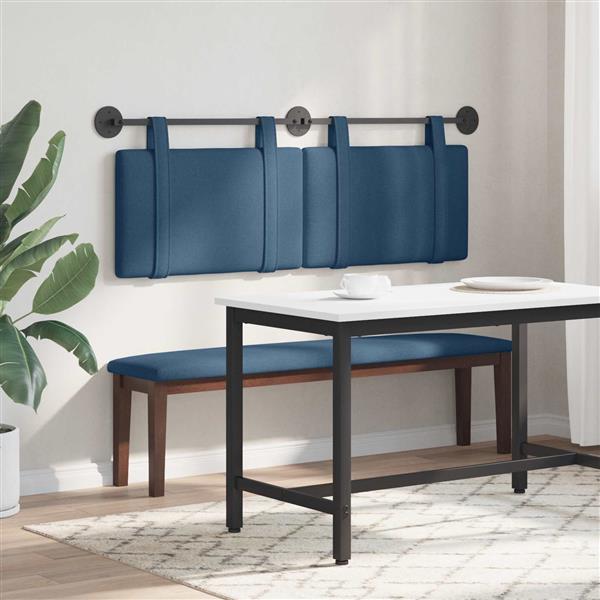 Grote foto vidaxl hangend hoofdeinde wandgemonteerd blauw 130 x 55 x 5 cm stof antiek en kunst stoelen en banken