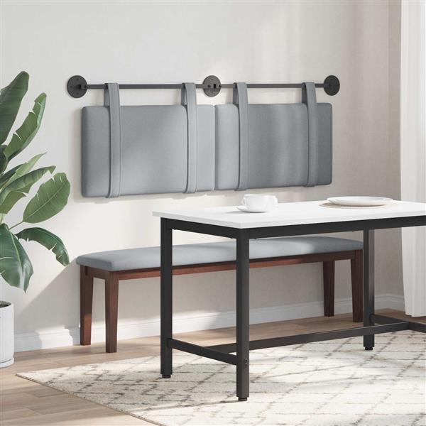 Grote foto vidaxl hangend hoofdeinde effen lichtgrijs 130 x 55 x 5 cm stof antiek en kunst stoelen en banken