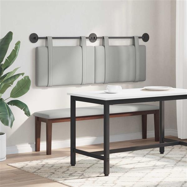 Grote foto vidaxl hangend hoofdeinde effen wolkengrijs 130 x 55 x 5 cm stof antiek en kunst stoelen en banken