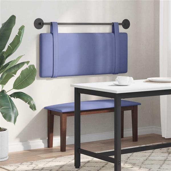 Grote foto vidaxl hangend hoofdeinde effen jeans blauw 110 x 55 x 5 cm stof antiek en kunst stoelen en banken