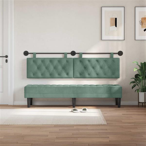 Grote foto vidaxl hangend hoofdeinde zeegroen 170 x 55 x 7 cm fluweel antiek en kunst stoelen en banken
