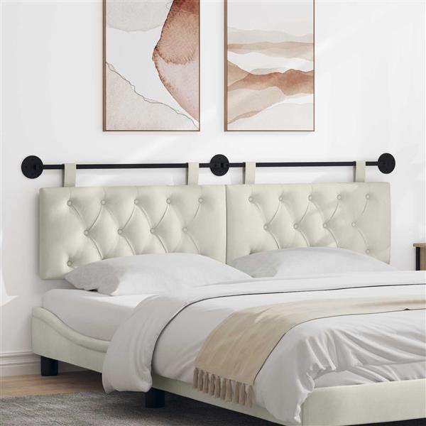 Grote foto vidaxl hangend hoofdeinde wandgemonteerd cr me 170 x 55 x 7 cm fluweel antiek en kunst stoelen en banken