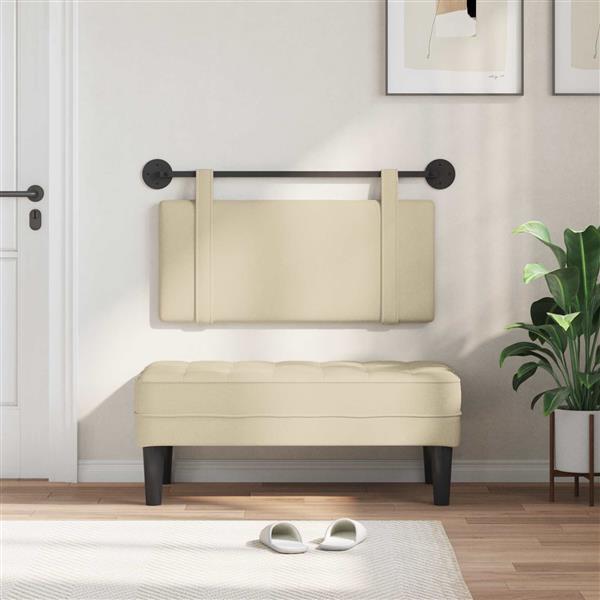 Grote foto vidaxl hangend hoofdeinde wandgemonteerd cr me 100 x 55 x 5 cm stof antiek en kunst stoelen en banken