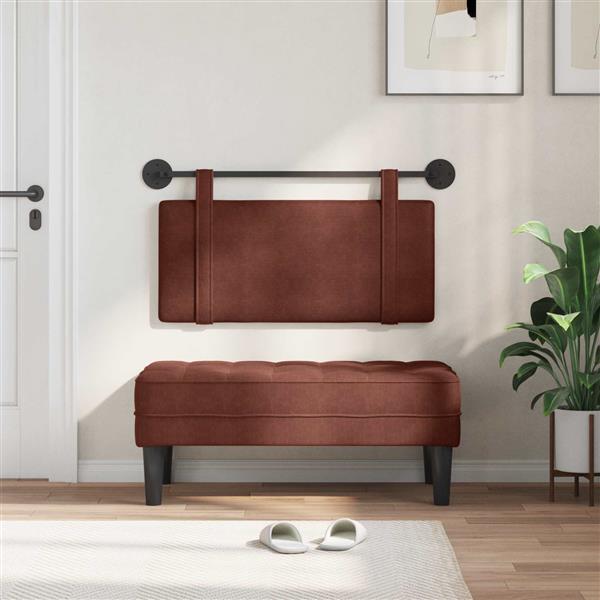 Grote foto vidaxl hangend hoofdeinde glanzend bruin 90 x 55 x 5 cm antiek pu antiek en kunst stoelen en banken