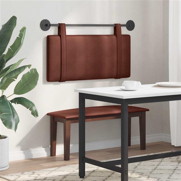 Grote foto vidaxl hangend hoofdeinde glanzend bruin 90 x 55 x 5 cm antiek pu antiek en kunst stoelen en banken