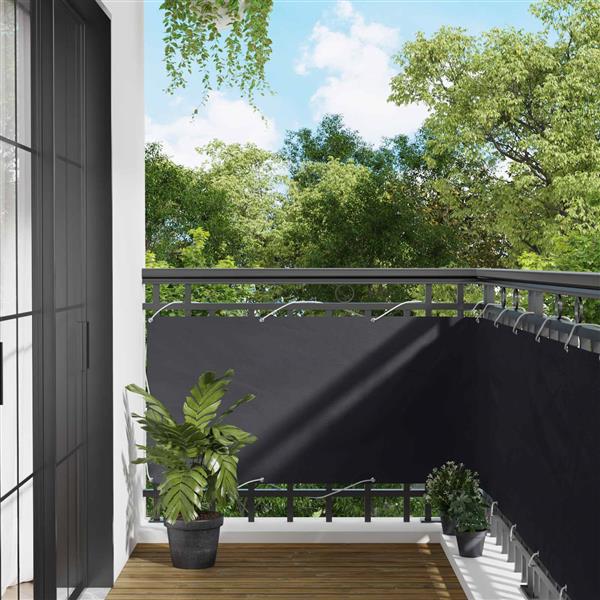 Grote foto vidaxl balkon scherm zwart 75 x 200 cm pu gecoat oxford alu tuin en terras overige tuin en terras