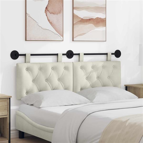 Grote foto vidaxl hangend hoofdeinde wandgemonteerd cr me 130 x 55 x 7 cm fluweel antiek en kunst stoelen en banken