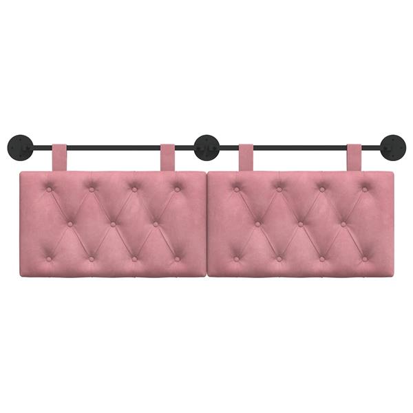 Grote foto vidaxl hangend hoofdeinde wandgemonteerd roze 130 x 55 x 7 cm fluweel antiek en kunst stoelen en banken
