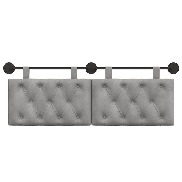 Grote foto vidaxl hangend hoofdeinde lichtgrijs 130 x 55 x 7 cm fluweel antiek en kunst stoelen en banken