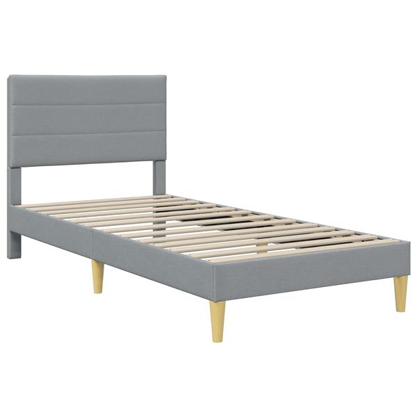 Grote foto vidaxl bedframe met hoofdeinde lichtgrijs 100 x 200 cm stof antiek en kunst stoelen en banken
