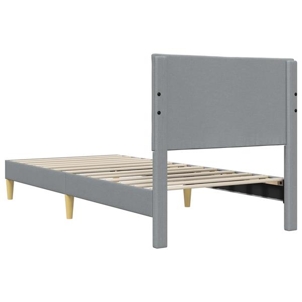 Grote foto vidaxl bedframe met hoofdeinde lichtgrijs 100 x 200 cm stof antiek en kunst stoelen en banken
