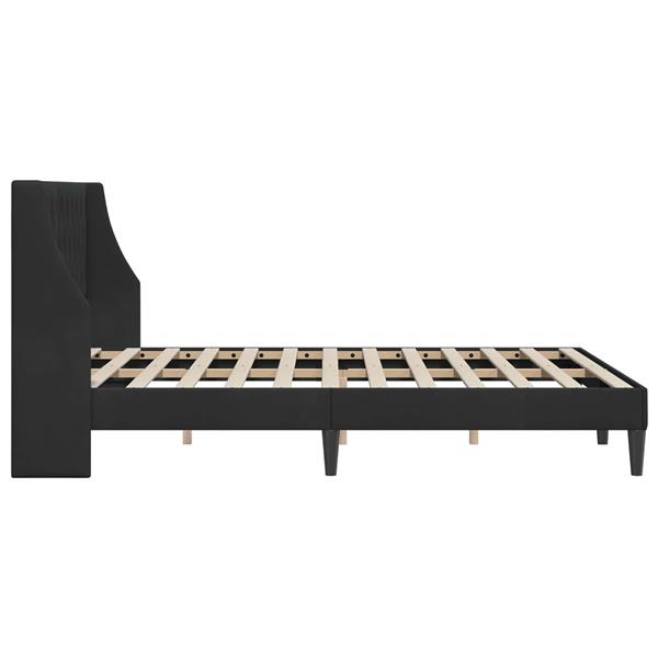Grote foto vidaxl bedframe met hoofdeinde zwart 140 x 190 cm fluweel antiek en kunst stoelen en banken