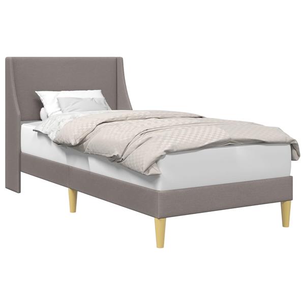 Grote foto vidaxl bedframe met hoofdeinde taupe 90 x 190 cm stof antiek en kunst stoelen en banken