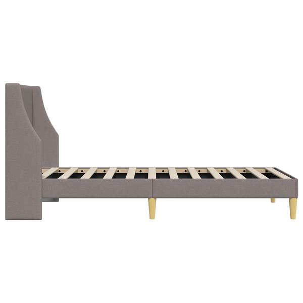 Grote foto vidaxl bedframe met hoofdeinde taupe 90 x 190 cm stof antiek en kunst stoelen en banken