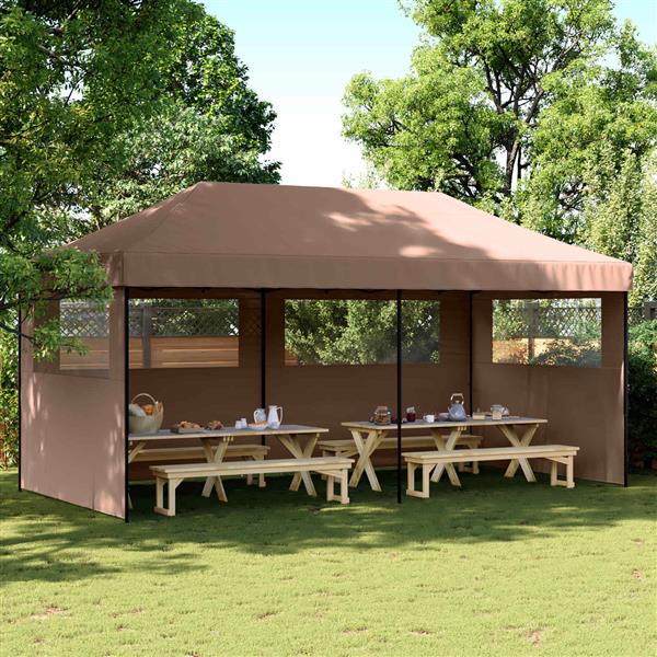Grote foto vidaxl partytent bruin 292 x 580 x 315 cm oxford stof tuin en terras overige tuin en terras