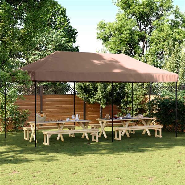 Grote foto vidaxl partytent bruin 292 x 580 x 315 cm oxford stof tuin en terras overige tuin en terras
