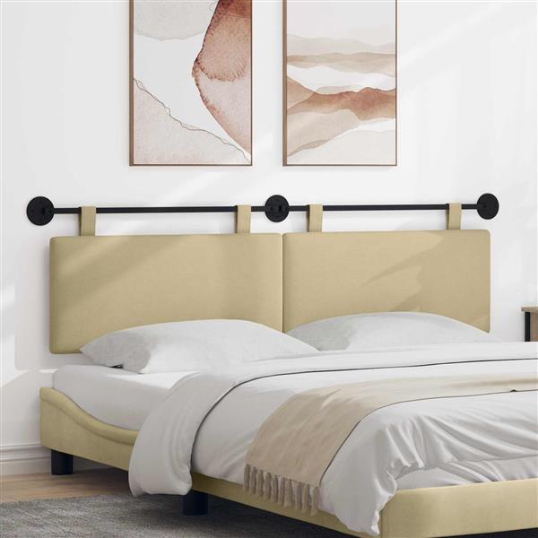 Grote foto vidaxl hangend hoofdeinde lichtgroen grijs 190 x 55 x 5 cm katoen stof antiek en kunst stoelen en banken