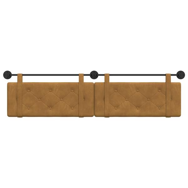 Grote foto vidaxl hangend hoofdeinde wandgemonteerd bruin 210 x 55 x 5 cm fluweel antiek en kunst stoelen en banken