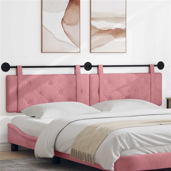 Grote foto vidaxl hangend hoofdeinde wandgemonteerd roze 210 x 55 x 5 cm fluweel antiek en kunst stoelen en banken